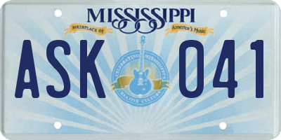 MS license plate ASK041