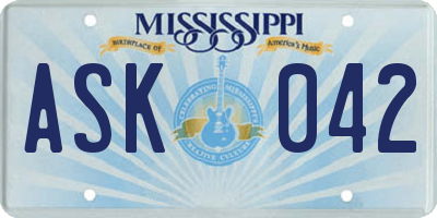 MS license plate ASK042