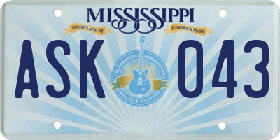 MS license plate ASK043