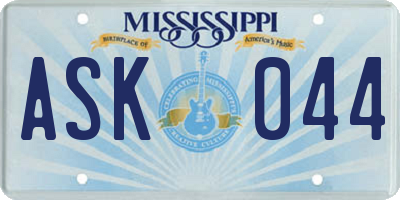 MS license plate ASK044