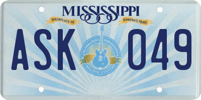 MS license plate ASK049