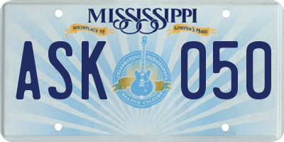 MS license plate ASK050