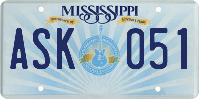 MS license plate ASK051