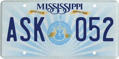 MS license plate ASK052