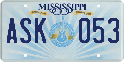 MS license plate ASK053