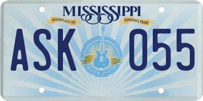 MS license plate ASK055