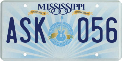 MS license plate ASK056