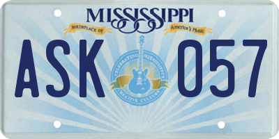 MS license plate ASK057