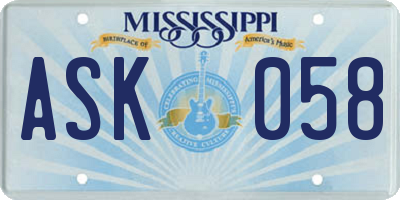 MS license plate ASK058