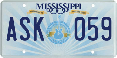 MS license plate ASK059