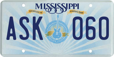 MS license plate ASK060