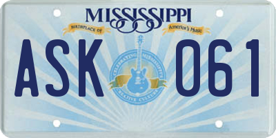 MS license plate ASK061
