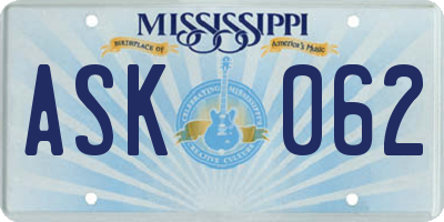 MS license plate ASK062