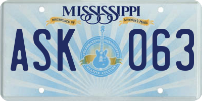 MS license plate ASK063