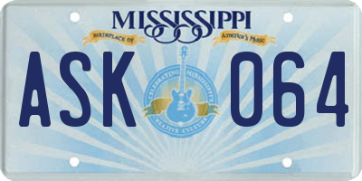 MS license plate ASK064