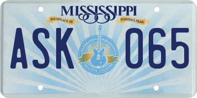 MS license plate ASK065