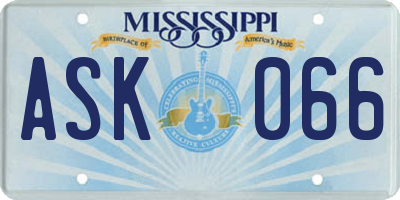 MS license plate ASK066