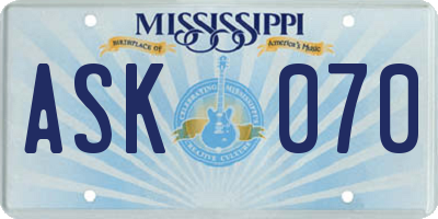 MS license plate ASK070