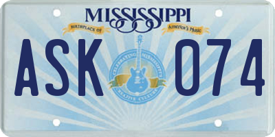 MS license plate ASK074