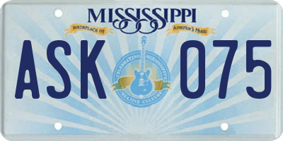 MS license plate ASK075