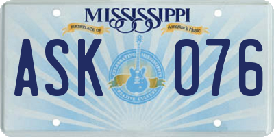 MS license plate ASK076