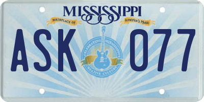 MS license plate ASK077