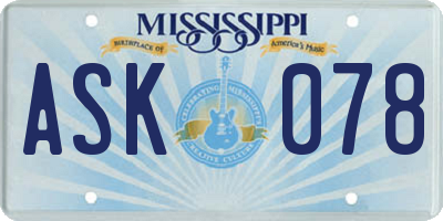 MS license plate ASK078