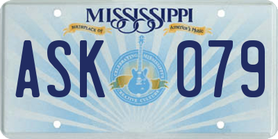 MS license plate ASK079
