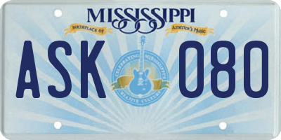 MS license plate ASK080