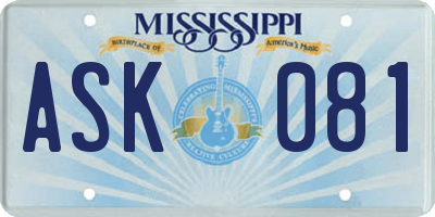 MS license plate ASK081
