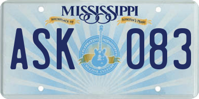 MS license plate ASK083