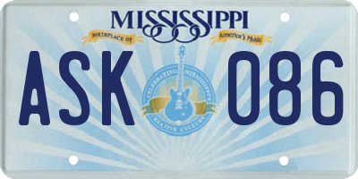 MS license plate ASK086
