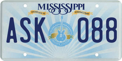 MS license plate ASK088