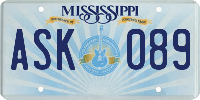 MS license plate ASK089