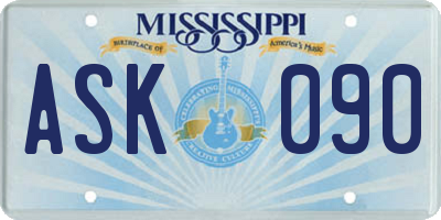 MS license plate ASK090