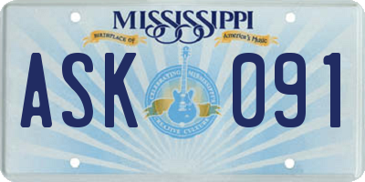 MS license plate ASK091