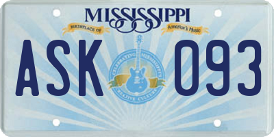 MS license plate ASK093