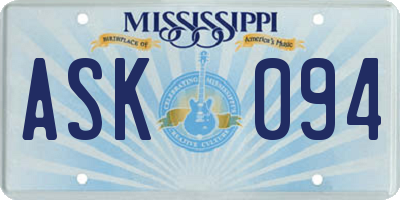 MS license plate ASK094