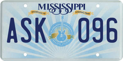 MS license plate ASK096