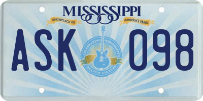 MS license plate ASK098