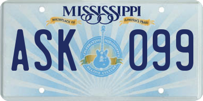 MS license plate ASK099