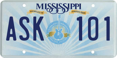 MS license plate ASK101
