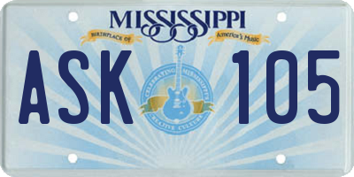 MS license plate ASK105