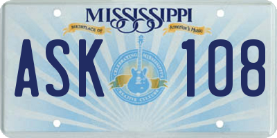 MS license plate ASK108