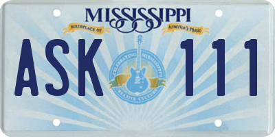 MS license plate ASK111