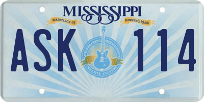 MS license plate ASK114