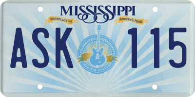 MS license plate ASK115