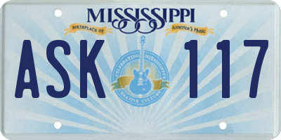 MS license plate ASK117
