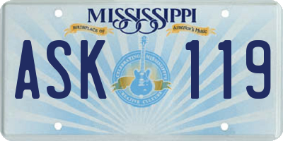 MS license plate ASK119