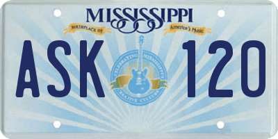 MS license plate ASK120